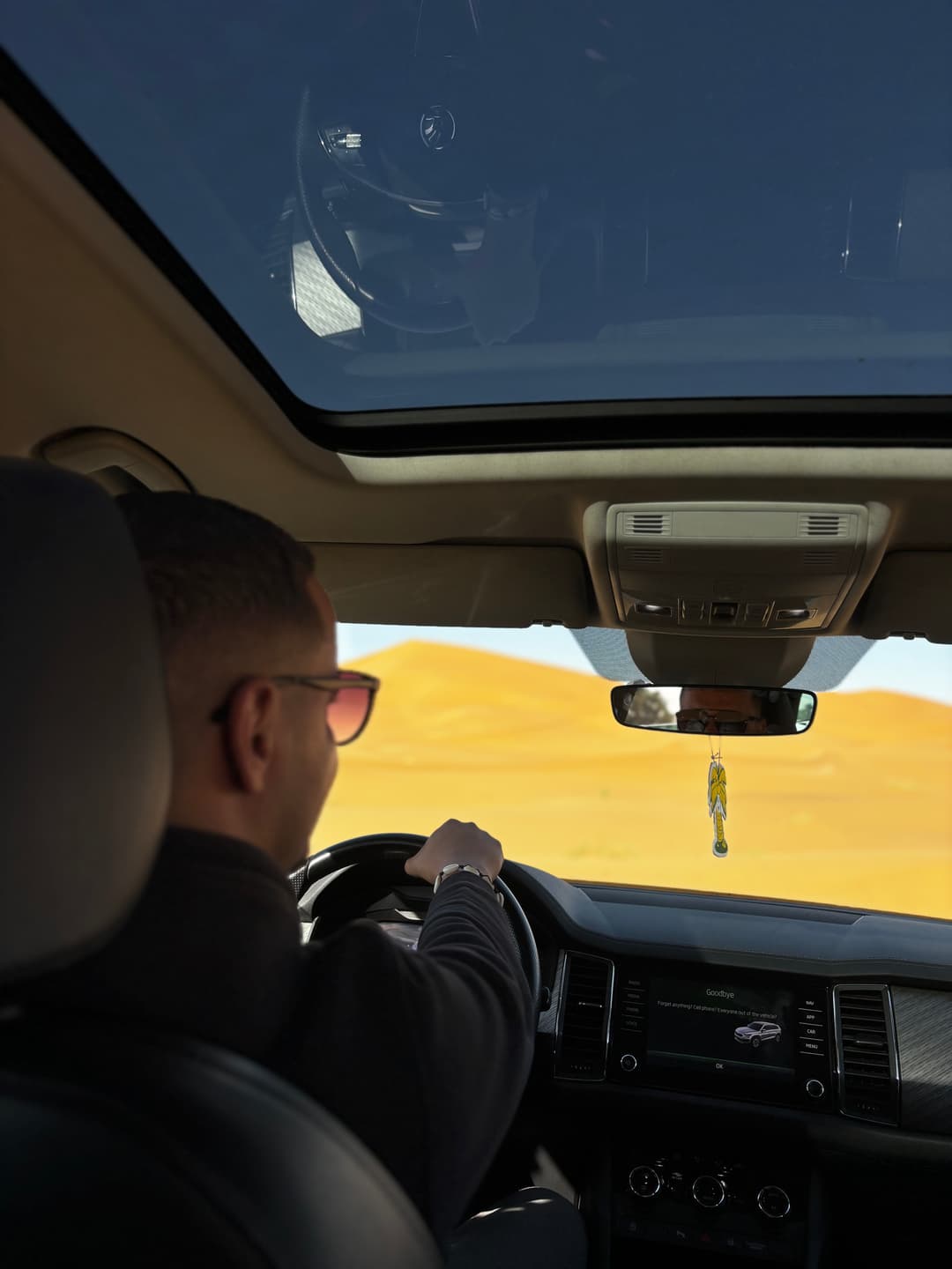 Abdel driving through the Moroccan desert